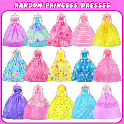 342 piezas de ropa y accesorios para muñecas con muñeca, vestidos d...
