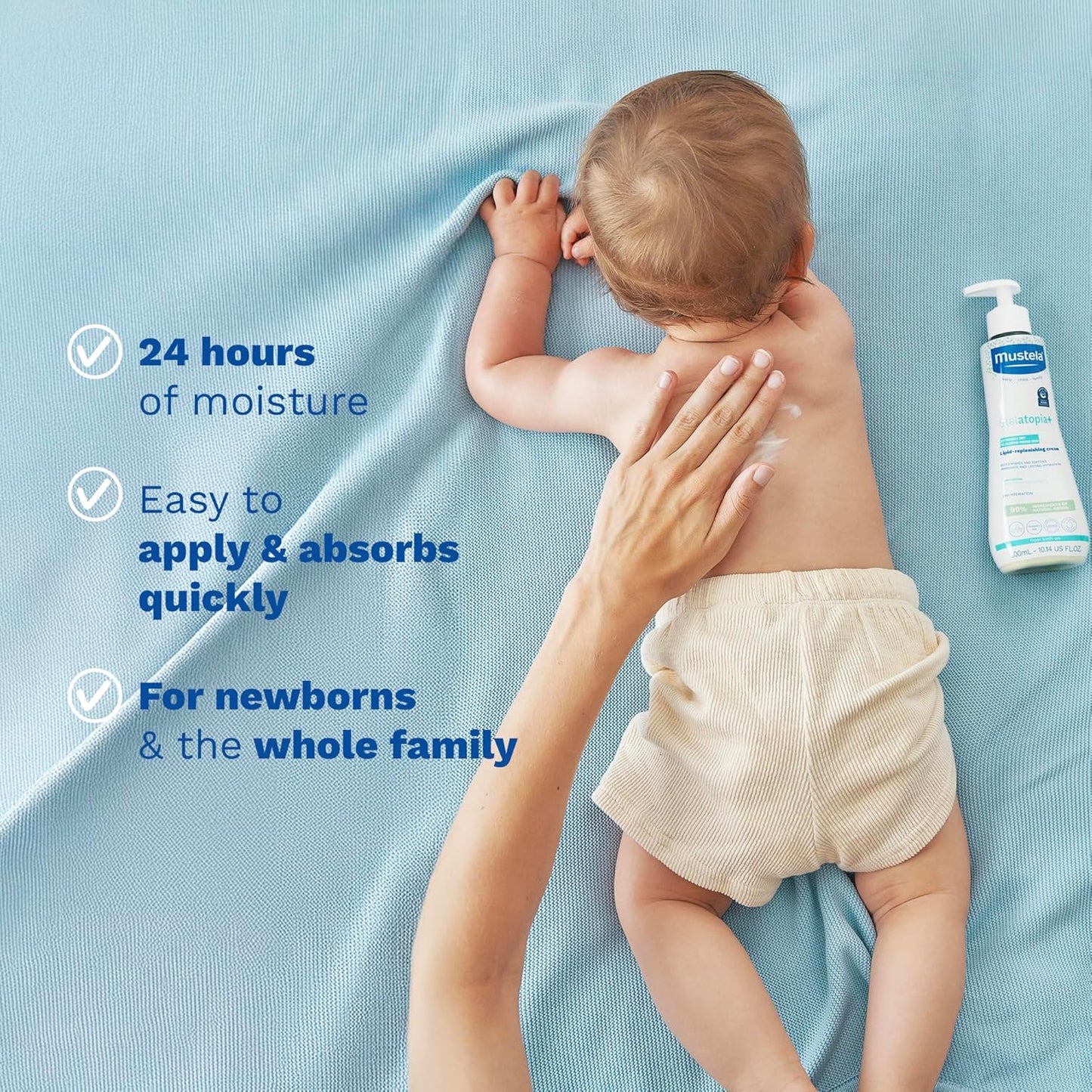 Mustela Stelatopia+ - Crema Reparadora de Lípidos - Hidratante para Piel con Tendencia al Eczema - Con Aceite Natural de Girasol y Prebiótico - Verificado por EWG - Para Bebés, Niños y Adultos - Sin