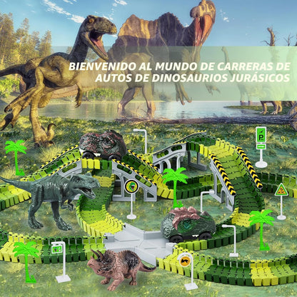 Juguetes de dinosaurio, crea una carrera de carretera mundial de di...