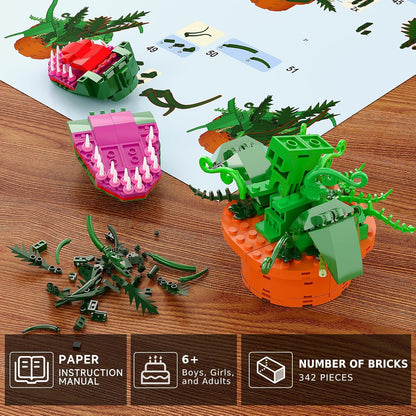 Set de bloques de construcción de Audrey 2 Flor Caníbal, Little Shop of Horrors Planta Piraña con Boca Abrirble, colección de juguetes, regalo de cumpleaños, Navidad, festivo, para fans de TV, niños
