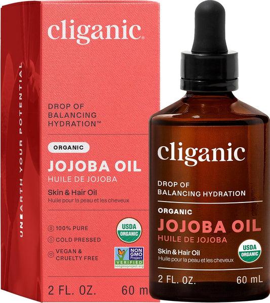Cliganic Aceite de jojoba orgánico, 100% puro (60 ml) | Aceite natu...