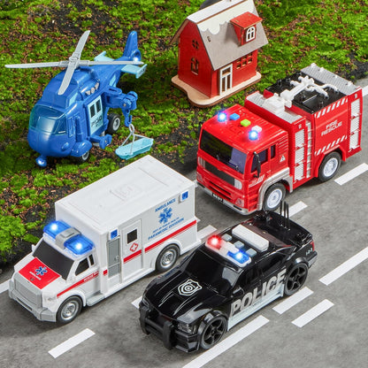 JOYIN 4 paquetes de juguetes de vehículos de emergencia, vehículos...