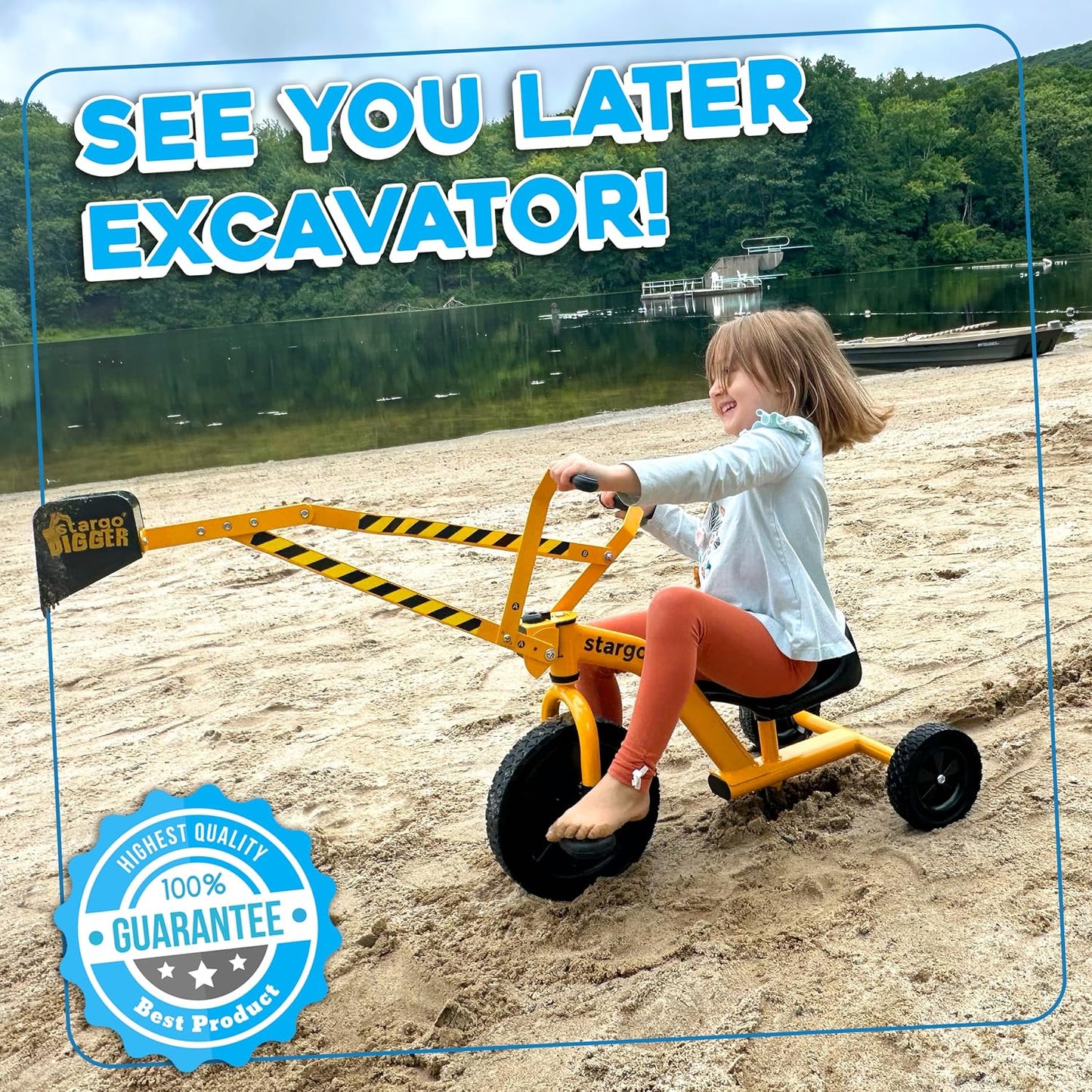 stargo Excavadora de juguete para niños con arena, triciclo con ped...