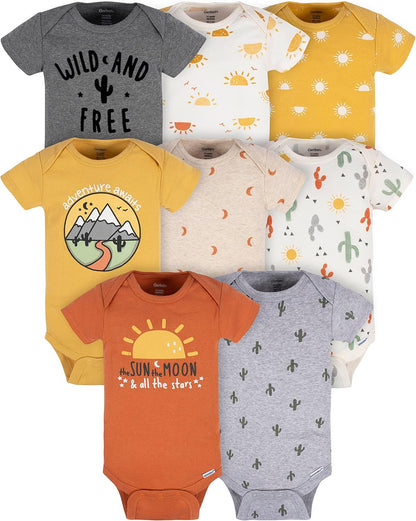 Gerber Mamelucos Bodies unisex de manga corta para bebé, paquete de 8