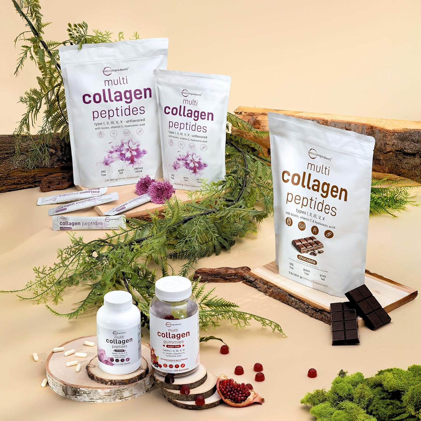 Micro Ingredients Píldoras de colágeno múltiple para mujeres y homb...