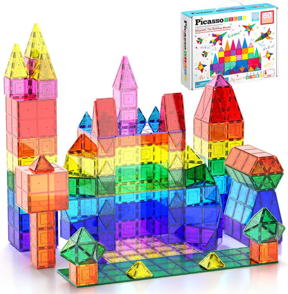 PicassoTiles - juego de 60 piezas de bloques de construcción magnét...