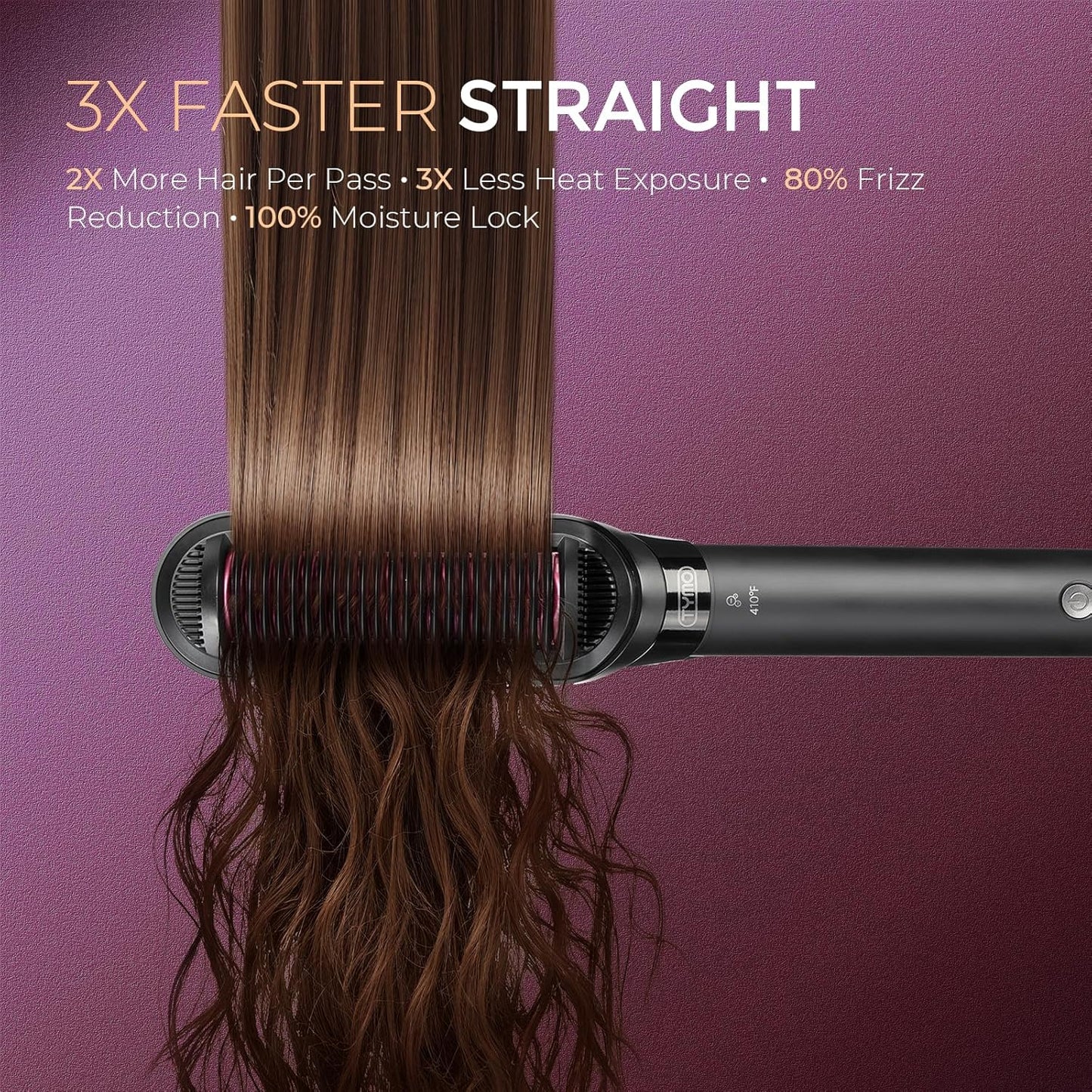 TYMO Cepillo alisador de pelo 2 en 1, 656.2 ft de iones para mujer,...