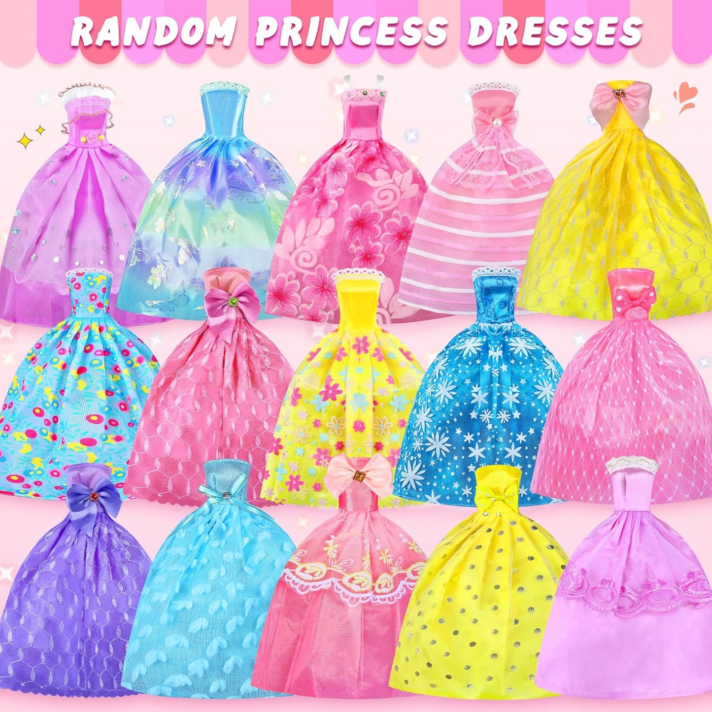 135 piezas de ropa y accesorios para muñecas con muñeca, vestidos d...