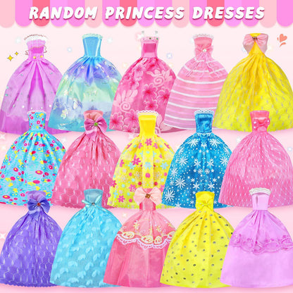 135 piezas de ropa y accesorios para muñecas con muñeca, vestidos d...