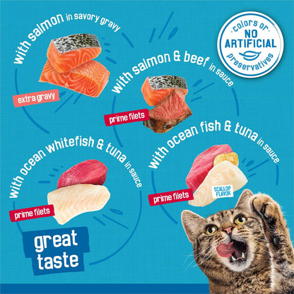 Purina Friskies - Paquete variado de comida húmeda para gatos Fish-...