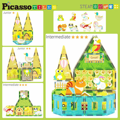 PicassoTiles Juego de Construcción de Azulejos Magnéticos de Animal...