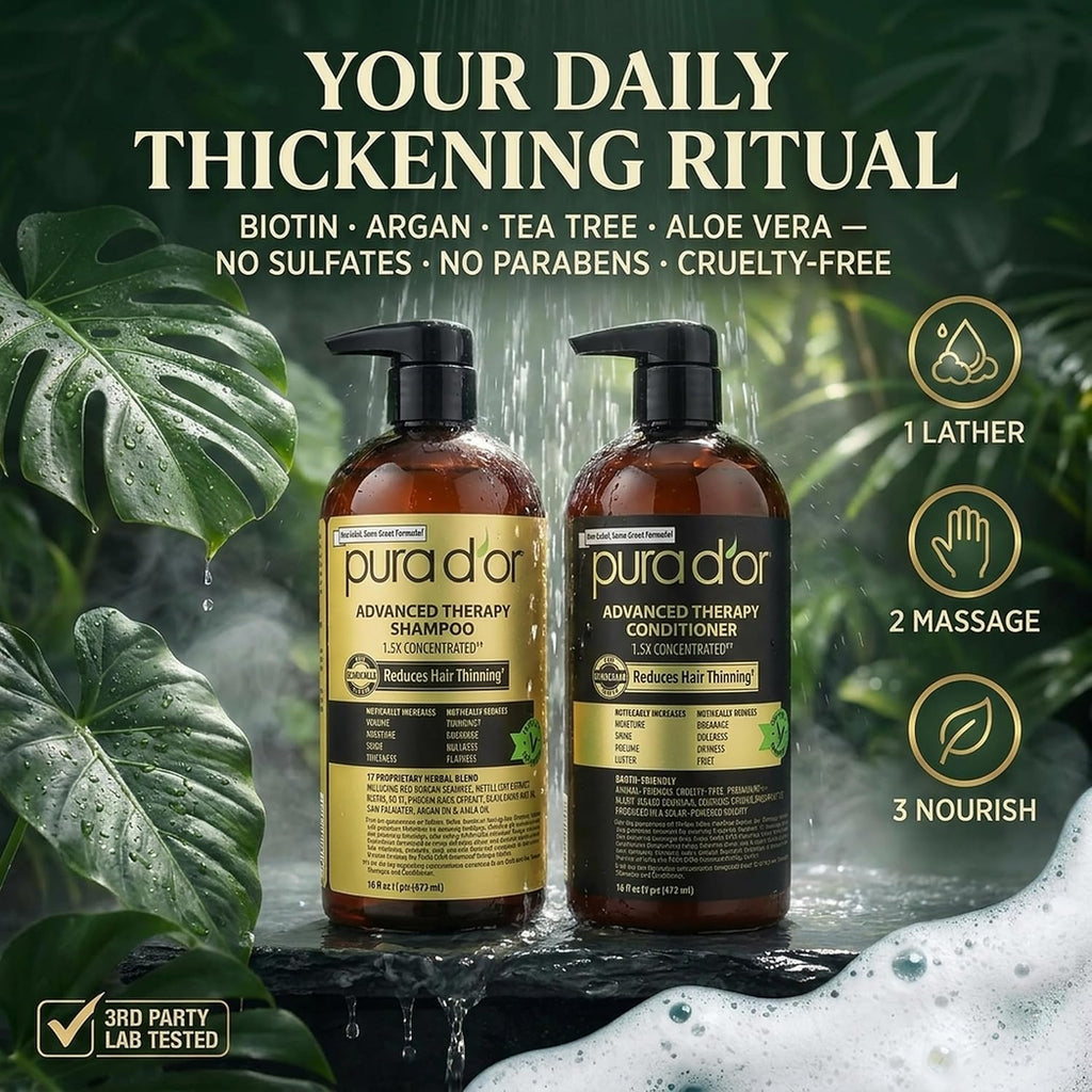PURA D'OR Advanced Therapy Champú y Acondicionador de Biotina S...