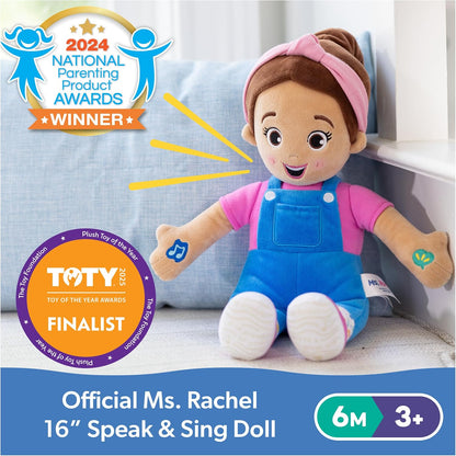 Ms. Rachel Muñeca Oficial que Habla y Canta, Muñeca Interactiva de 16 Pulgadas de Altura con 4 Canciones y Más de 16 Frases, Juguetes para Niños y Niñas de 6 Meses a 3+ Años.