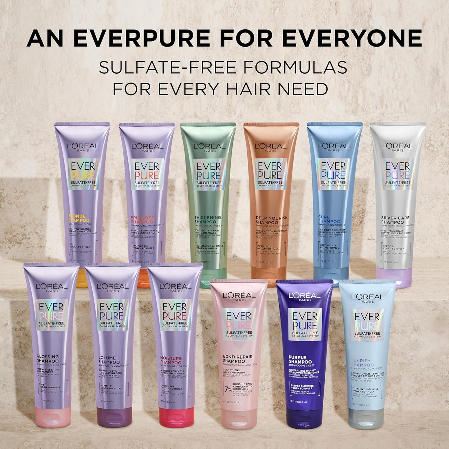 L'Oreal Paris Acondicionador en aerosol sin enjuague 21 en 1, sin sulfato, vegano, EverPure 6.8 onzas líquidas