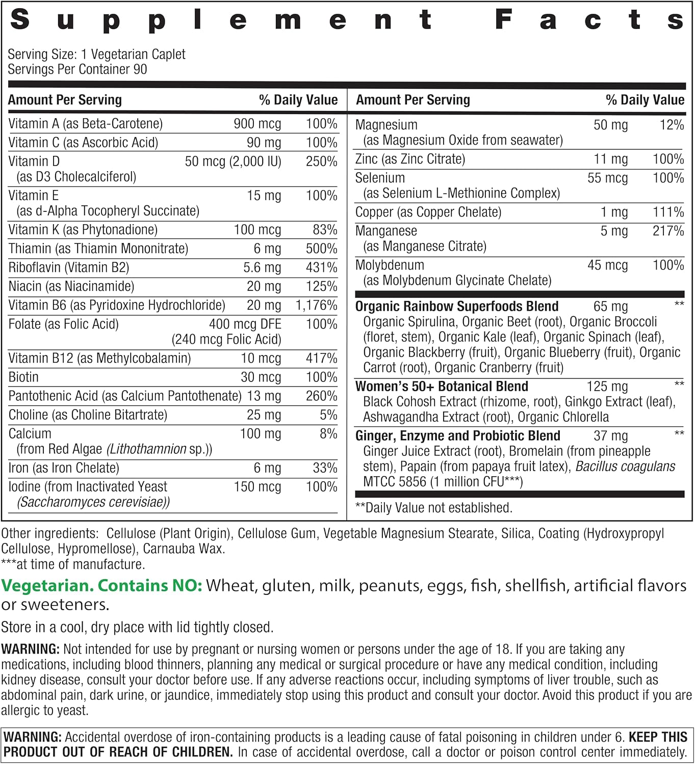 Rainbow Light Mujer One + Multivitamina 50 Plus | 90 cápsulas | Apo...
