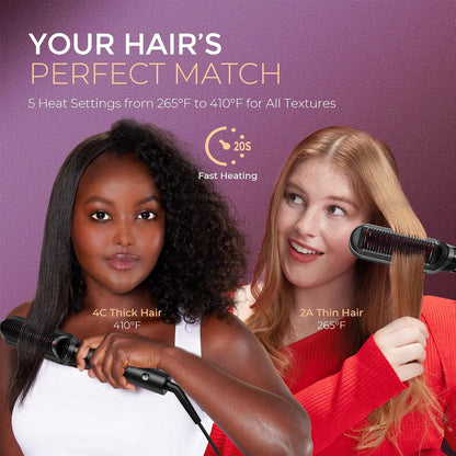 TYMO Cepillo alisador de pelo 2 en 1, 656.2 ft de iones para mujer,...