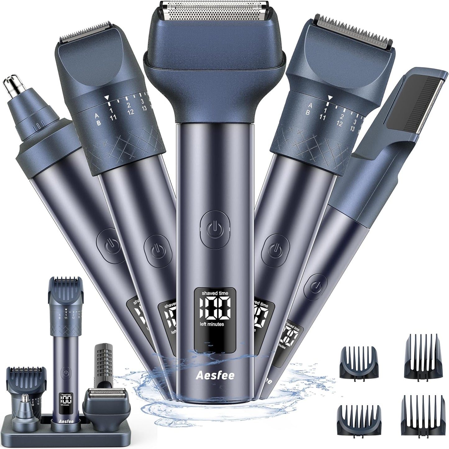 Cortadora de barba para hombres, juego de afeitadoras eléctricas y...