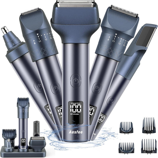 Cortadora de barba para hombres, juego de afeitadoras eléctricas y...