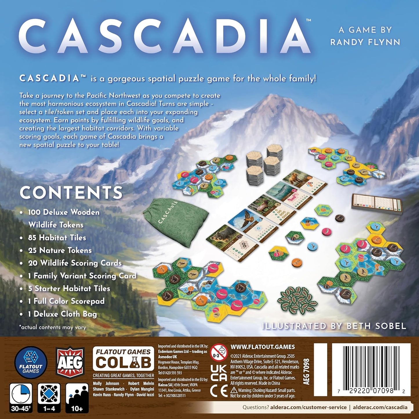AEG y Flatout Games | Cascadia - Juego de mesa galardonado ambientado en el Noroeste del Pacífico | Fácil de aprender | Rápido de jugar | A partir de 10 años+