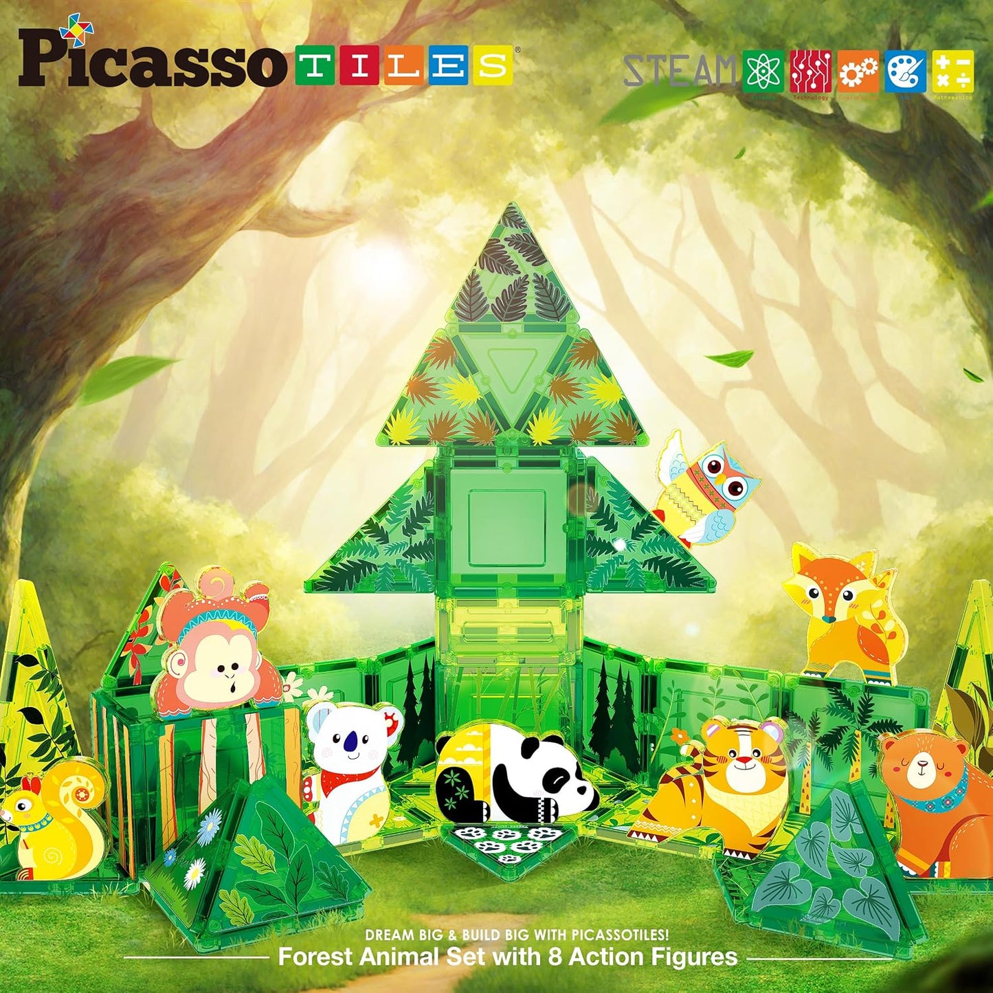 PicassoTiles Bloques de construcción de azulejos magnéticos, juego...