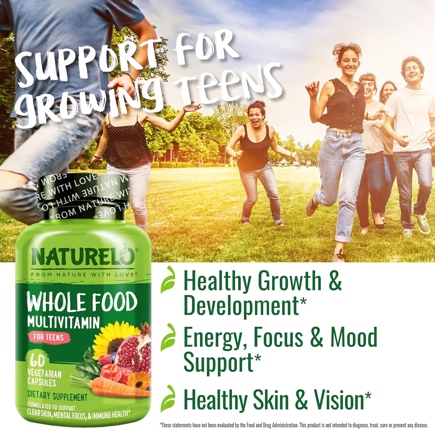 NATURELO Multivitaminas para Adolescentes Niñas\/Niños, 60 Cápsulas...