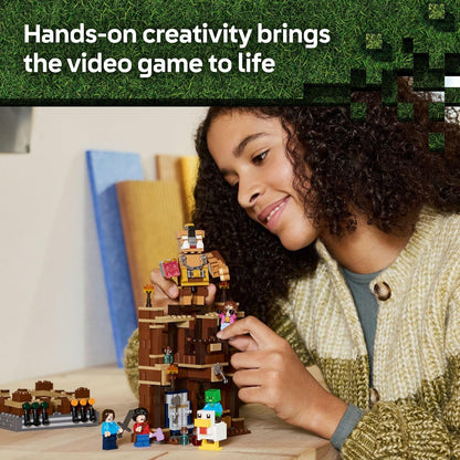 LEGO Minecraft Woodland Mansion Arena de Combate – Juguete de construcción para niños a partir de 10 años – Incluye figuras de Steve, Garrett y Henry Minecraft, además de un jinete de pollo y más