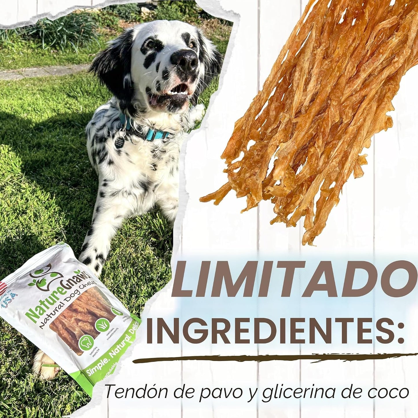 Nature Gnaws Tendones de pavo de Estados Unidos para perros (8 onza...