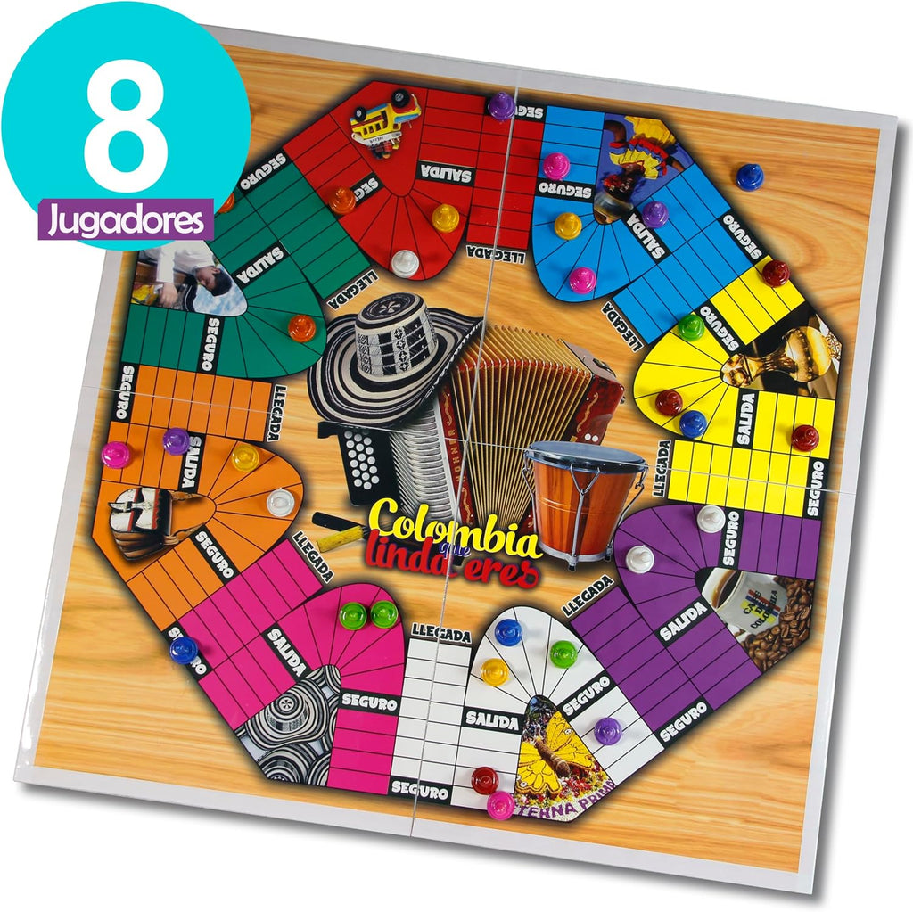 PARQUES Colombiano MAGNÉTICO Madera 8\/6 JUGADORES 50x50 CM Doble c...