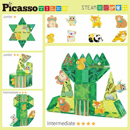 PicassoTiles Bloques de construcción de azulejos magnéticos, juego...