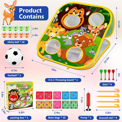 Juego de lanzamiento de bolsas de frijoles de animales, juego de la...