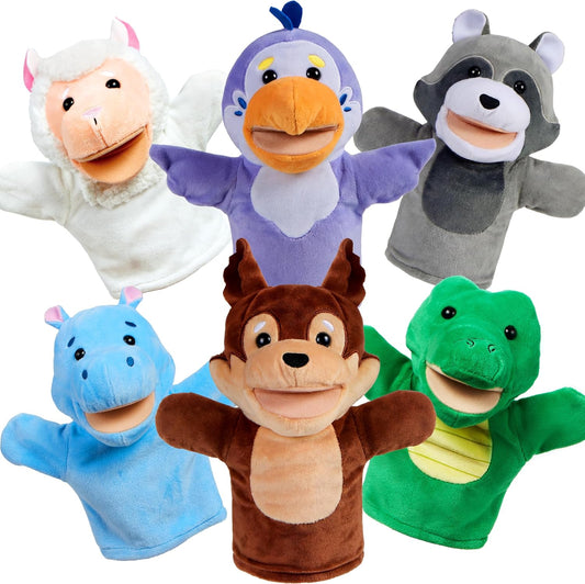 JOYIN 6Pcs Kids Hand Puppet Set with Working Mouth, Toddler Plush T...
