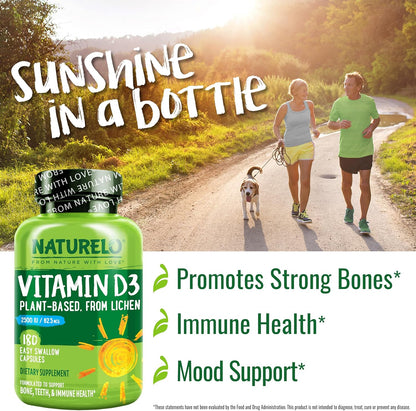 NATURELO Vitamina D \u2013 2500 UI \u2013 A base de plantas de liqu...