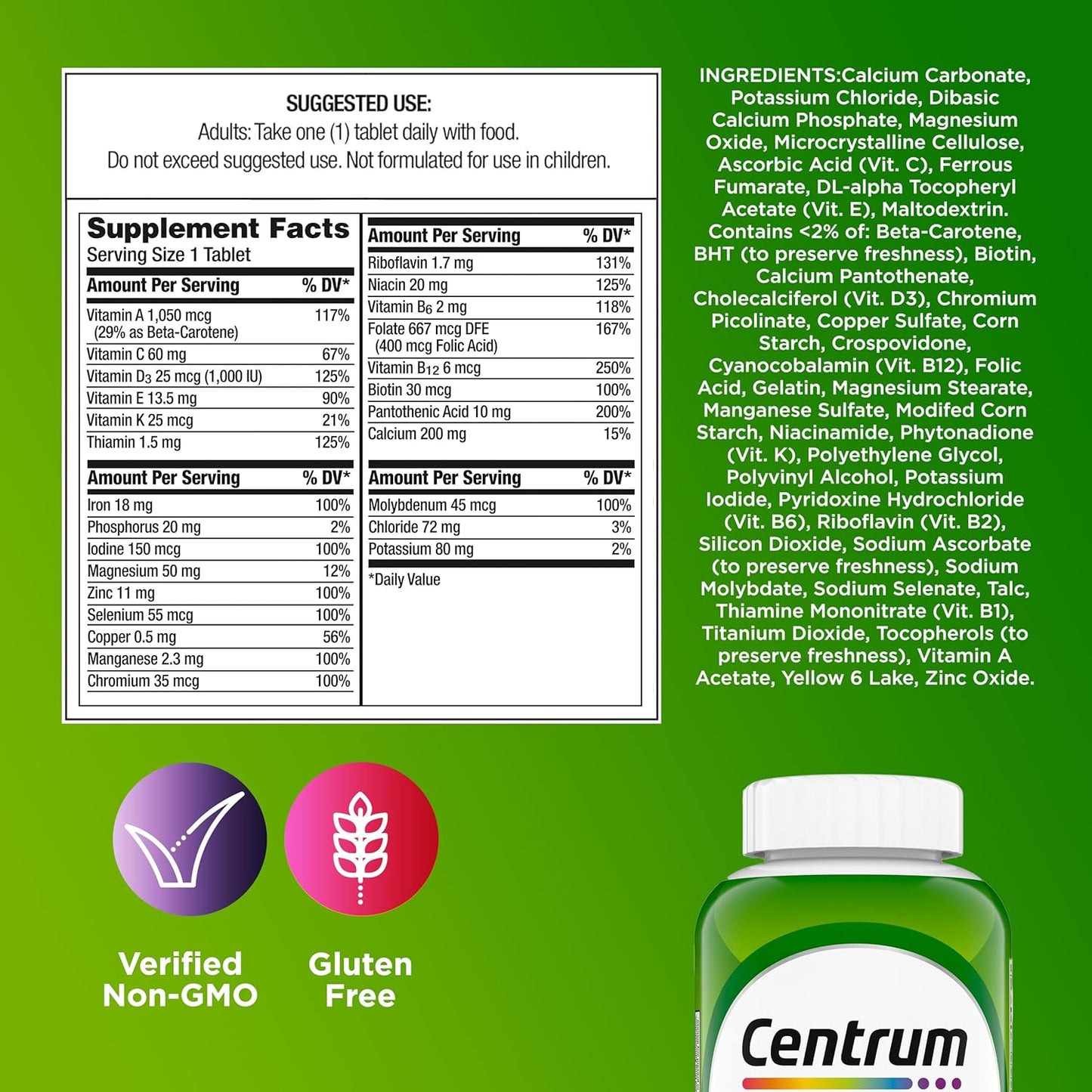 Centrum Suplemento multivitamínico\/multimineral para adultos con a...