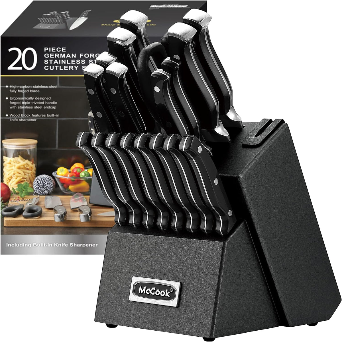 McCook Juego de cuchillos de cocina, 20 piezas, juego de cuchillos...