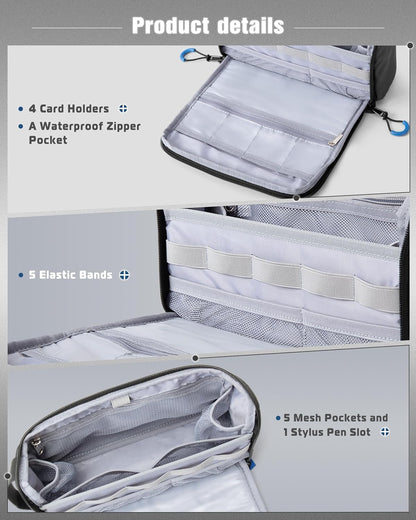 Smasrob Organizador de Electrónicos Estuche de Viaje, Bolsa Técnica Resistente al Agua Funda para Cargador para Cable, Cable, Tarjetas, Teléfono, Airpods, Negro