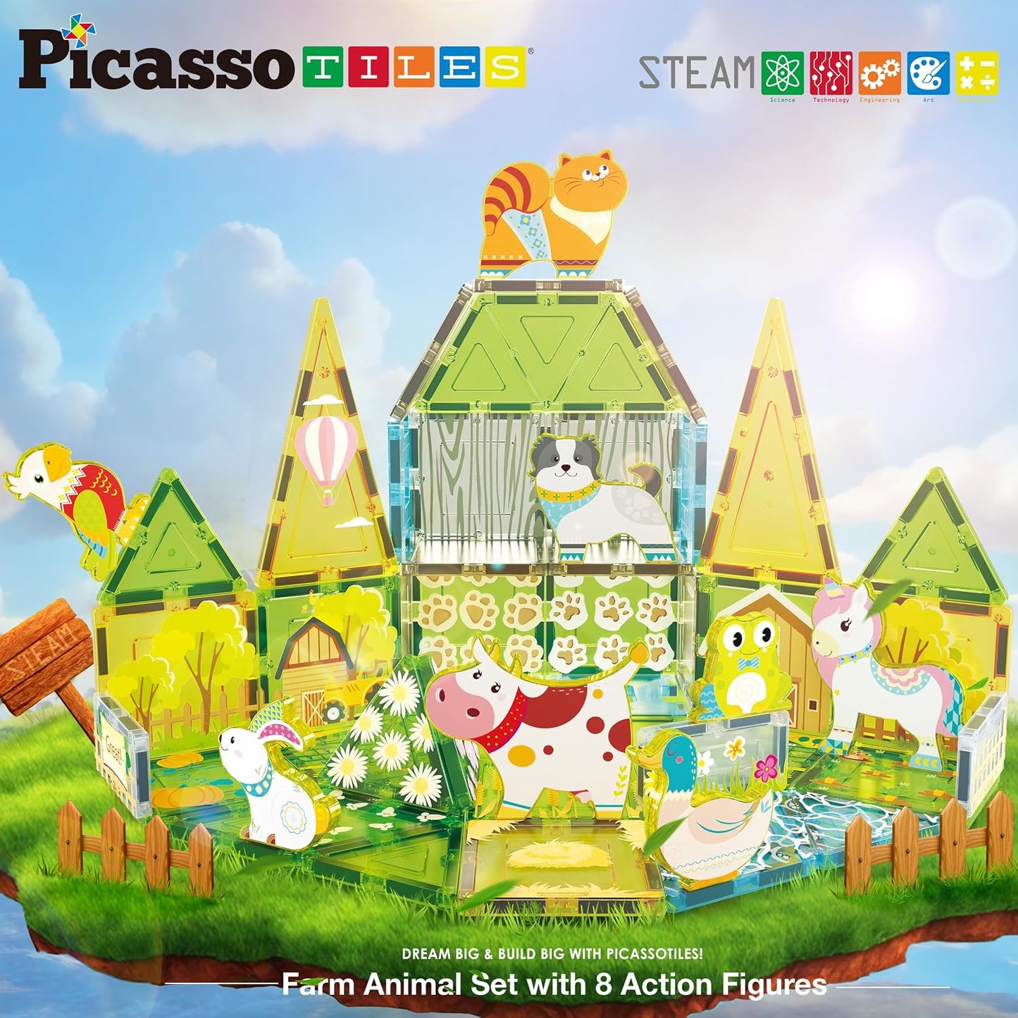 PicassoTiles Juego de Construcción de Azulejos Magnéticos de Animal...