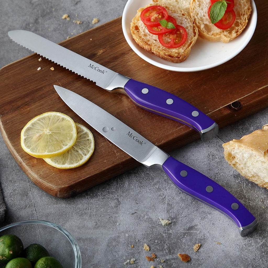 McCook FDA Juego de cuchillos de cocina de acero inoxidable con blo...
