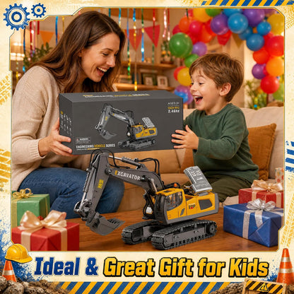 Excavadora de juguete con control remoto para niños, 3 en 1, cubo,...