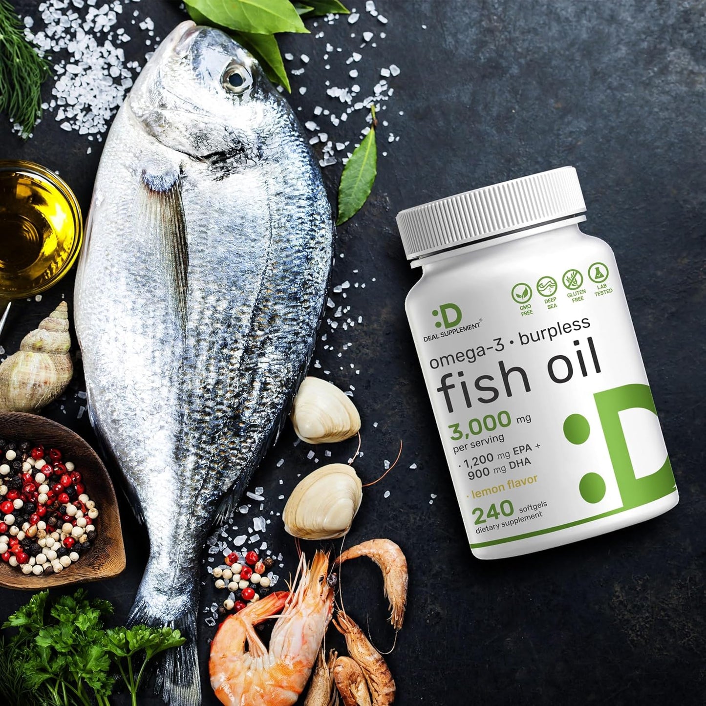 DEAL SUPPLEMENT Suplementos de Aceite de Pescado Omega 3, 3,000mg p...