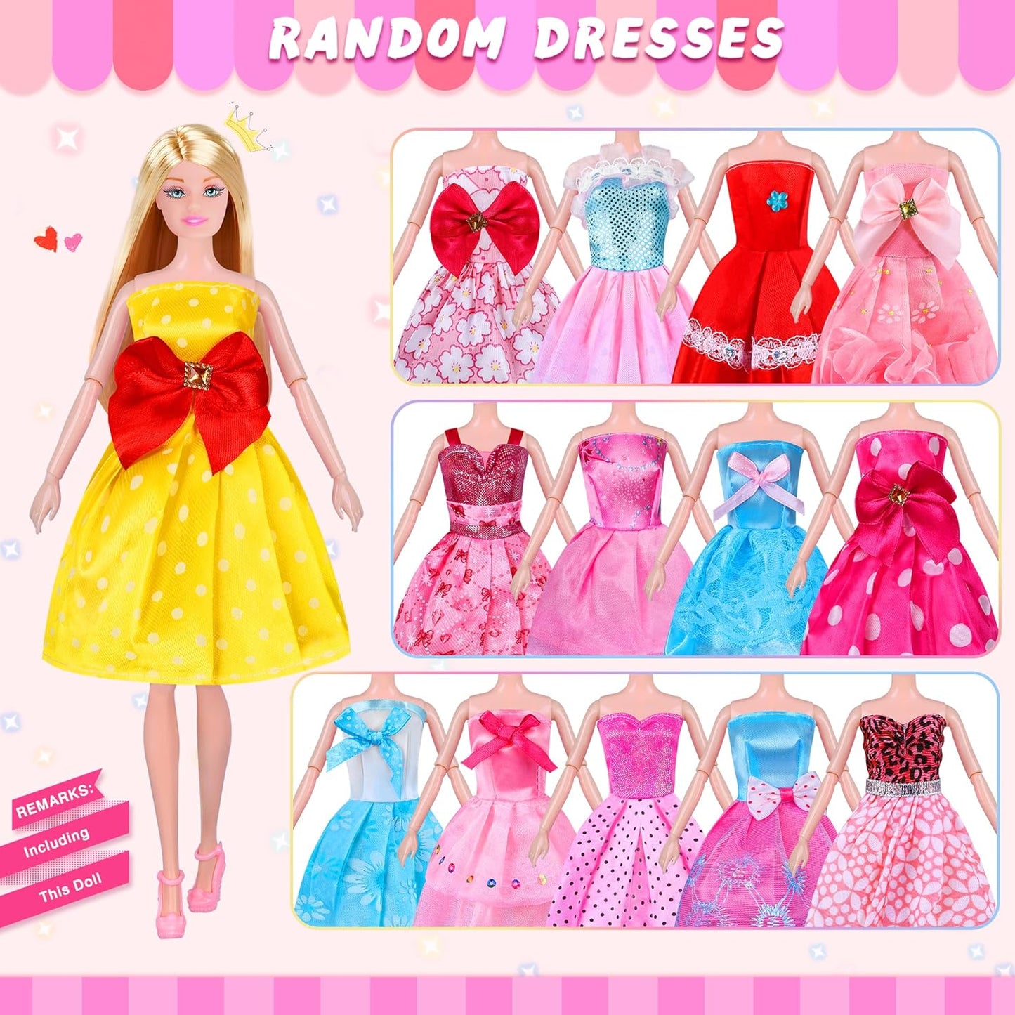 135 piezas de ropa y accesorios para muñecas con muñeca, vestidos d...