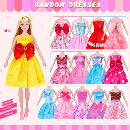 135 piezas de ropa y accesorios para muñecas con muñeca, vestidos d...