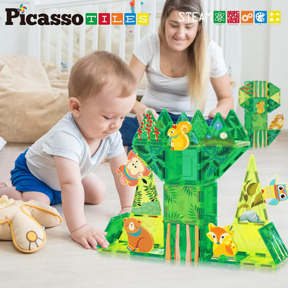 PicassoTiles Bloques de construcción de azulejos magnéticos, juego...