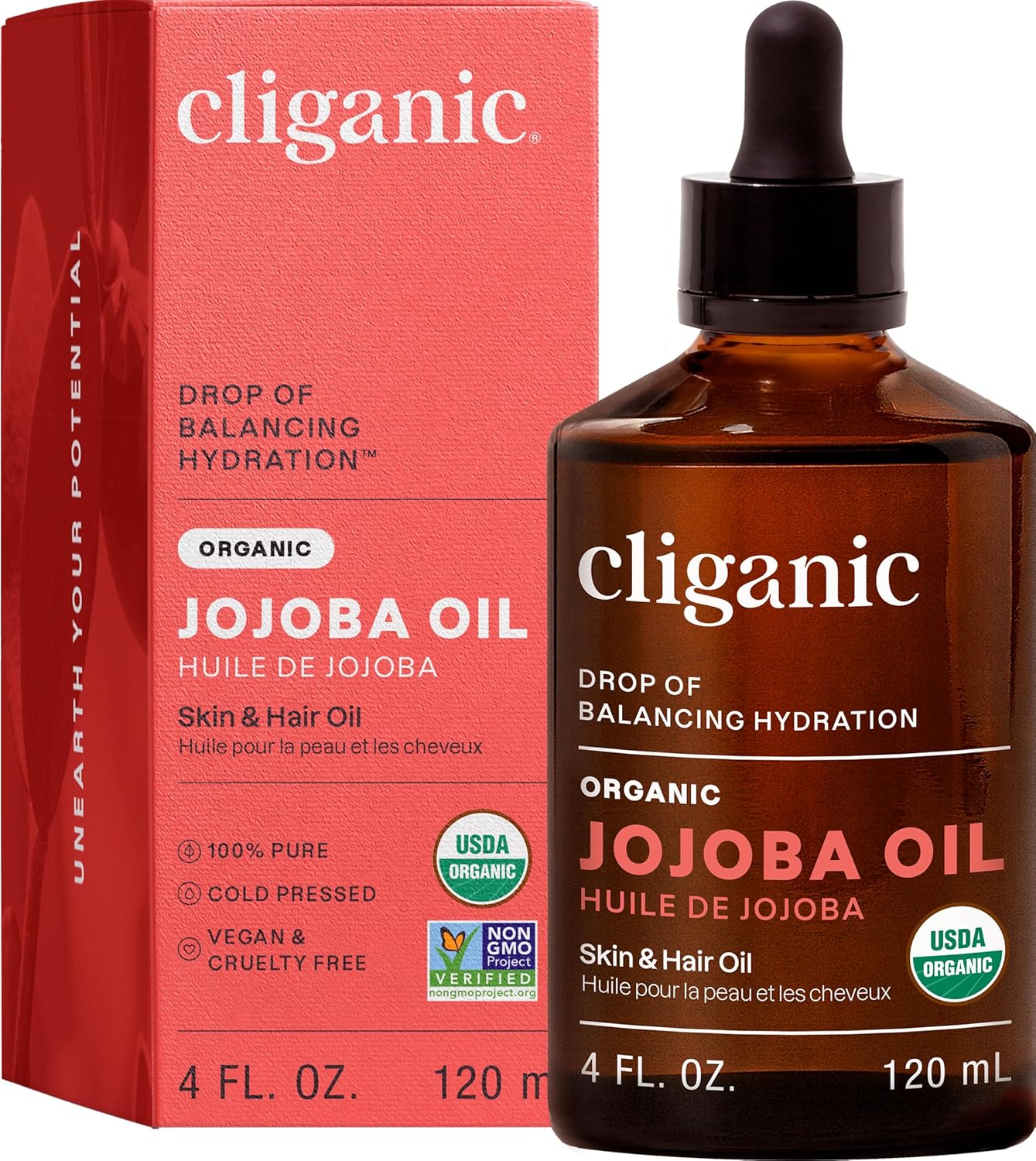 Aceite de jojoba orgánico Cliganic, 100% puro (120 ml) | Hidratante...