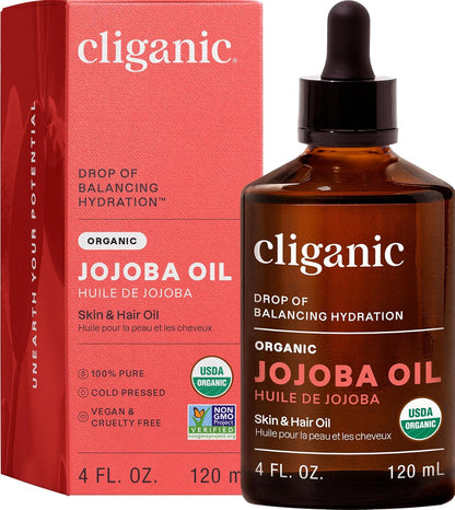 Aceite de jojoba orgánico Cliganic, 100% puro (120 ml) | Hidratante...