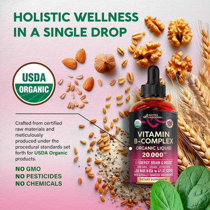 Vitamina B-Complex USDA Orgánico B5 Ácido Pantoténico | B12 Metilco...