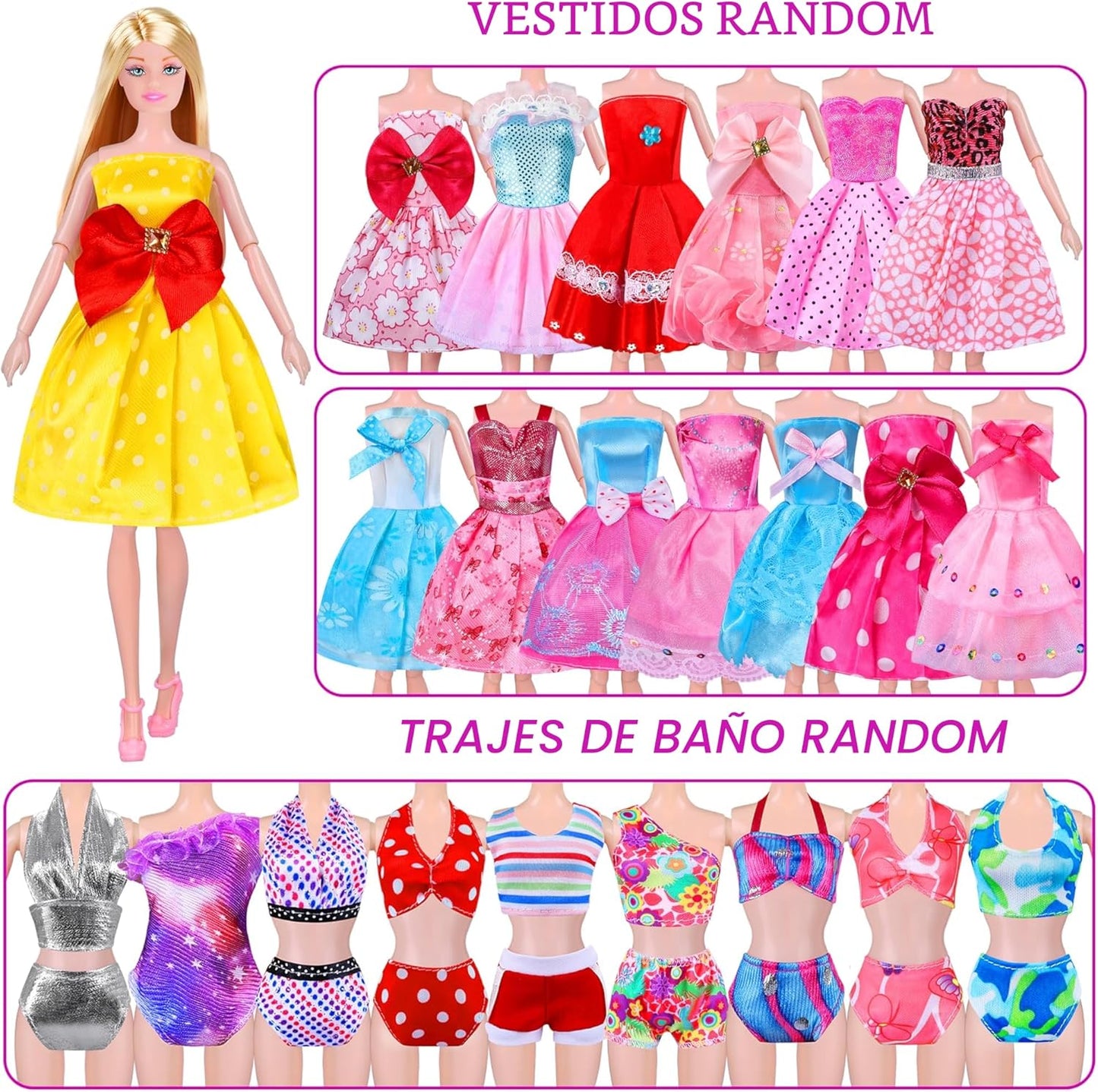 Juego de armario de muñecas con muñeca, 342 piezas de ropa y acceso...