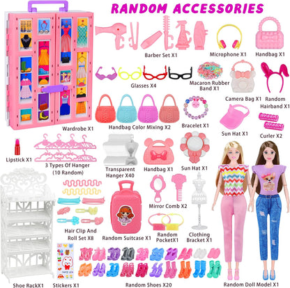 Juego de armario de muñecas con muñeca, 342 piezas de ropa y acceso...