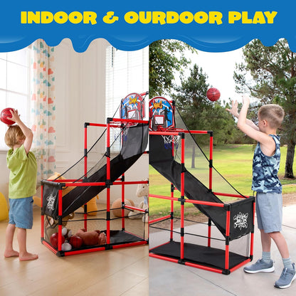 JOYIN Juego de baloncesto arcade rojo, aro de baloncesto interior p...