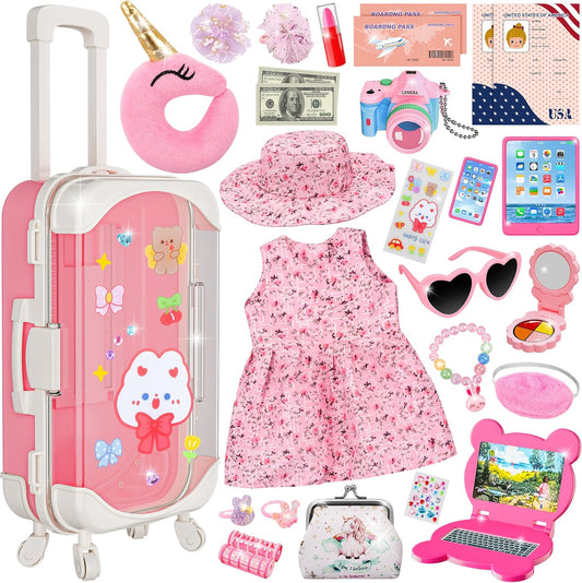 XFBB Juego de viaje con maleta para muñeca, ropa y accesorios para...