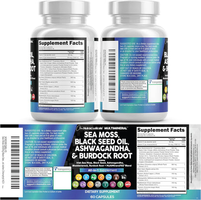 Clean Nutraceuticals Musgo Marino Aceite de Semilla Negra Ashwagand...